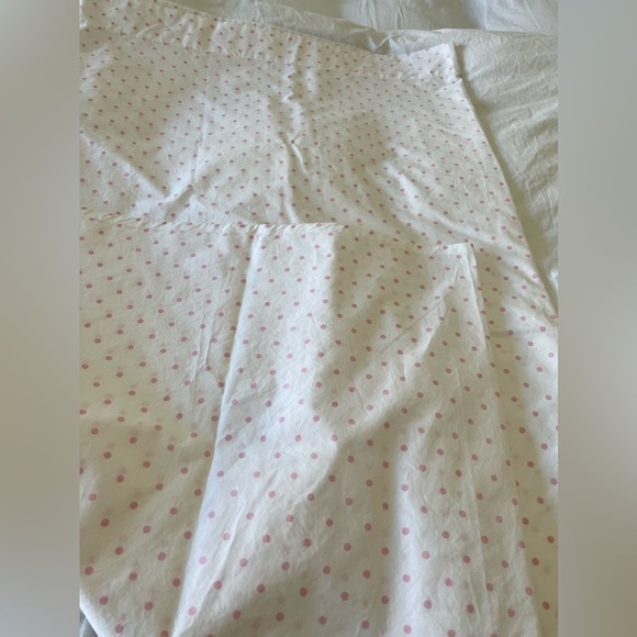 Pottery Barn Kids | Dottie Pink White Polka Dot | Twin Flat Sheet - Picture 2 of 5
